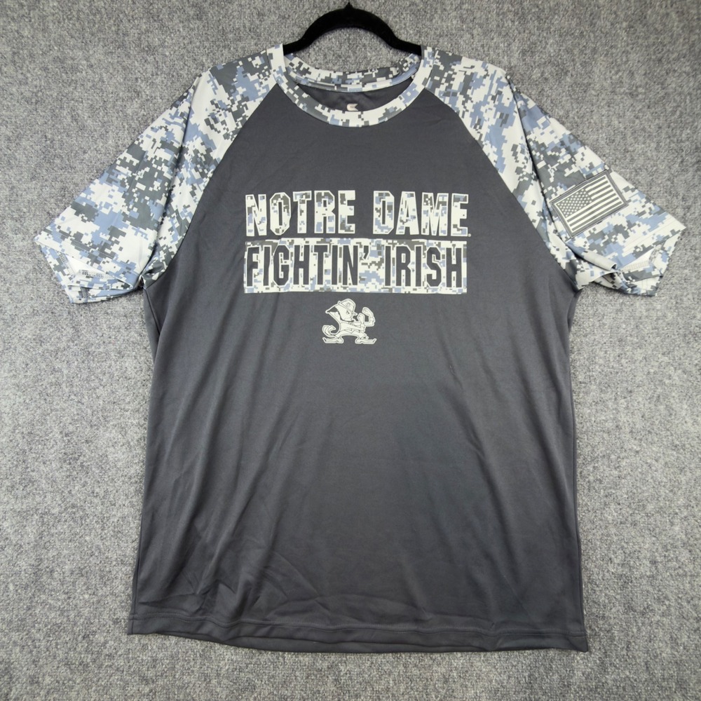Colosseum Notre Dame Fightin Irish OHT Digital Camo Raglan Shirt Mens XXL Gray